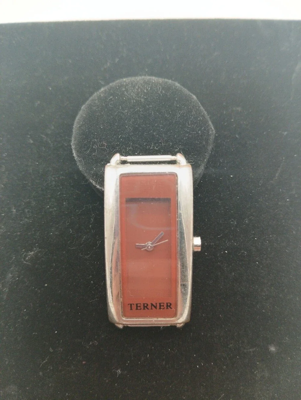 Bijoux Terner Rectangular Red/Brown Dial Silver-Tone Watch